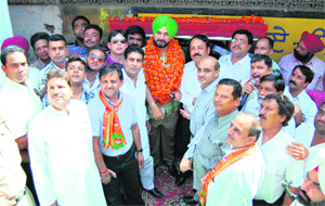 Navjot Singh Sidhu during the foundation ceremony of Mehta Road in Amritsar on Friday. 