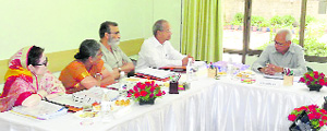 Governor NN Vohra (extreme right) presides over a meeting of the Shri Mata Vaishno Devi Shrine Board in New Delhi on Friday. 