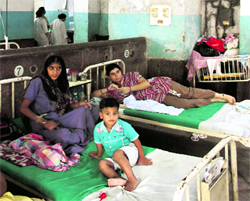 Patients stay in a dirty, damp, rat- infested ward at the Civil Hospital in Jalandhar