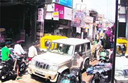 The Kukkar bazaar area has become congested after shopkeepers encroached on either side of the road in Jagraon
