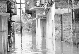 A flooded street in Jamshedpur on Friday. 