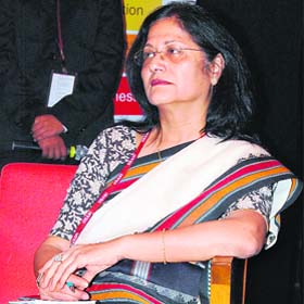 Meenakshi Nayyar, president of Delhi-based NGO Etasha, at a convention of Hotel and Restaurant Association of North India in Amritsar on Saturday