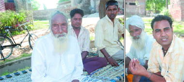 (Left) Tara Singh, a village elder, expressing his concern for the drug addicts in Bir Talab village on Saturday; Balwinder Singh and Issar Singh of colony number two in Bir Talab share their views on drug addiction. 