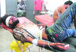 Badly injured Jaspreet Singh at the Ludhiana Civil Hospital on Saturday. 