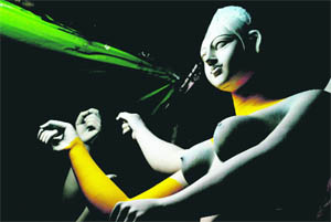A semi-finished idol of devi. Apart from clay and hay, artisans are also using fibreglass to create idols 