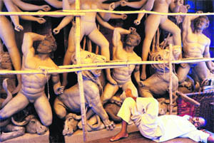 There are many idol-makers in Kumartuli, whose families have been creating idols for generations