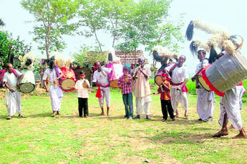 The dhak is a traditional drumming instrument mandatory for Bengali religious festivals 