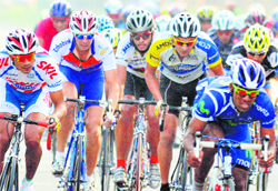 Cyclists participating in the Hero Cycles Cyclotron in Chandigarh on Sunday