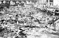 A view of razed illegal dwellings near Paras Downtown Mall at Zirakpur on Sunday