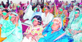 Patients at a free eye camp organised by the Doon Sikh Welfare Society in Dehradun on Sunday.