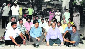 Doctors sit on a dharna at the Civil Hospital in Nawanshahr on Sunday