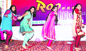Students perform during the freshers party at the JCD Institute of Business Management in Sirsa. 