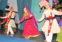 Folk dancers perform at Guru Nanak Public School, Sarabha Nagar, in Ludhiana