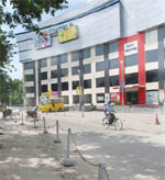 Malls have barricaded roads to create parking space for vehicles