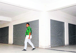 Empty shops located in the basement of the MC Administrative Complex in Jalandhar, which are likely to be sold to fetch income for the fund-crunched MC
