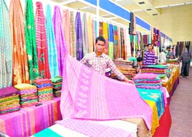Soft touch: Silk from various states are on display at Silk Utsav