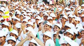 Children take part in a rally organised on the occasion of World Heart Day in Amritsar on Thursday