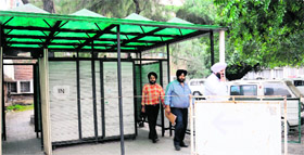 Visitors enter the UT Secretariat at Sector 9 unchecked as security gates remain unmanned in Chandigarh on Thursday.