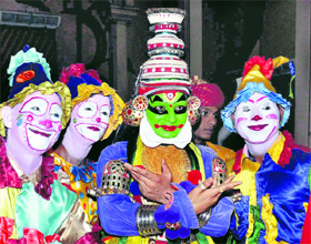 Artists give a performance at a function in Gurgaon.