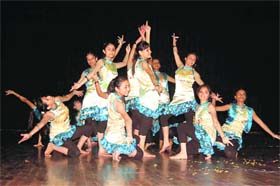 Students of the Tanda medical college present a cultural item on the first day of Connexus- 2011 on Thursday