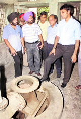 Deputy Commissioner Priyank Bharti inspects a tubewell at Guru Nanak Pura (East) in Jalandhar.
