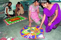 Students practice for the zonal-level youth festival of Punjabi University, Patiala, to be held at the Baba Farid college from October 3