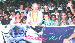 Delegates of Peace Fest take out a rally Save the girl child at Sector 17, Chandigarh, on Saturday. 
