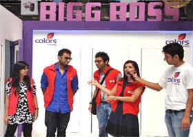 Artists perform at the launch of TV show Big Boss-5 in Gurgaon on Saturday