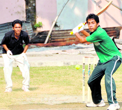 A match in the Shri Rohitash Singh Memorial Inter-school Boys Cricket Tournament under way in Dehradun on Saturday