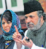 PDP leaders MH Beigh and Mehbooba Mufti address media