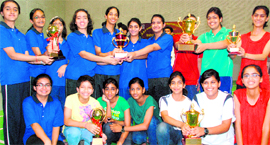 Winners strike a pose with their trophies at Shivalik Public School in Mohali on Sunday