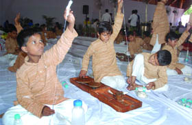 charkha-spinning competitions at the Gandhi Mela on the occasion of Gandhi Jayanti in New Delhi on Sunday