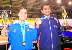 Winners of the ONGC Indian Junior and Cadet Open-ITTF Premium Junior Circuit-2011 in Dehradun on Sunday