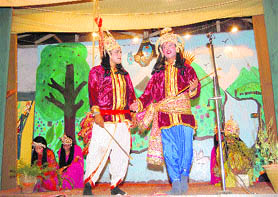 Local actors perform a scene from the Ramlila in Shimla. 