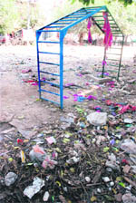 A public park at Sector 42-A in Chandigarh in a pathetic shape . Tribune photos: S Chandan