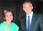 Veena Singh, Principal, Unison World School, with former British Prime Minister Tony Blair in New Delhi.