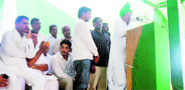 INLD chief Om Prakash Chautala speaks at a conference in Rewari.