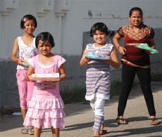 Children bound for another household after attending one kanjak puja in Bathinda. 