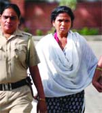 Maoist leader Soni Sori is produced at the Saket court on Tuesday. 