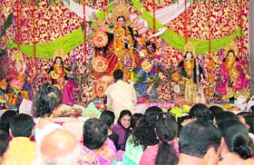 Durga Puja being performed on the premises of Photographers Association in Jalandhar