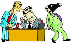 He wants to wear an oxygen mask during office hours to deal with the boss suffocating presence
