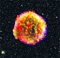 The photo shows a classic type 1a supernova remnant