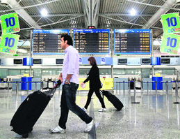 An empty hall at the Athens international airport as Greek state workers went on a 24-hour strike to protest against austerity, defying a plea by the government to rally behind its effort to fend off national bankruptcy. Airliners were grounded, trains halted and tax offices in the city were shut.