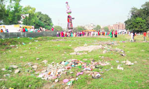 After the Dasehra celebrations, the trail of waste accumulates  and Kila Parade Ground turns into a garbage dump. 