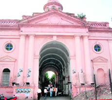 A view of the historic Town hall building in Amritsar. 