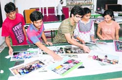 Students of the Chandigarh College of Architecture make arrangements for golden jubilee celebrations starting from October 7. 