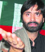 Yasin Malik addresses media in Srinagar.