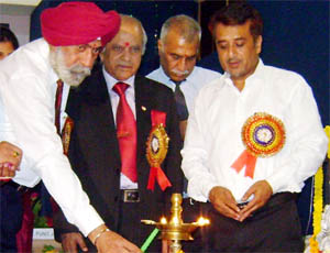 Dr SS Gill (left),VC, Baba Farid University of Health Sciences, inaugurates  the national conference of APTI on Friday. 