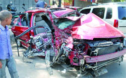 The car involved in the accident. 