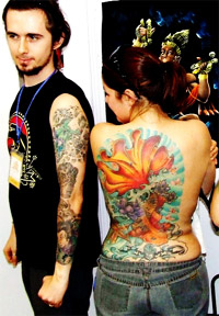 Participants of a workshop at Faridabad show their tattoos.